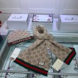 Alta gamma replica Sciarpa e cappello classici in jacquard cashmere marrone / rosso