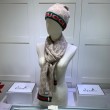 Alta gamma replica Sciarpa e cappello classici in jacquard cashmere marrone / rosso