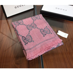 Pari all'originale replica Sciarpa in cashmere con logo jacquard GG Lurex Rose