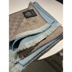 Sciarpa in cashmere jacquard con motivo GG 23 x 180 Azzurro