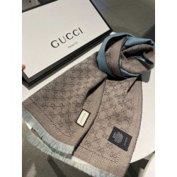 Sciarpa in cashmere jacquard con motivo GG 23 x 180 Azzurro