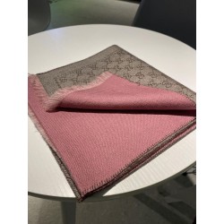 Pari all'originale replica Sciarpa in cashmere jacquard con motivo GG 23 x 180 Rosa
