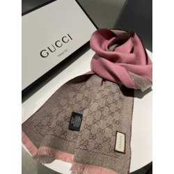 Pari all'originale replica Sciarpa in cashmere jacquard con motivo GG 23 x 180 Rosa