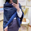 Qualità da grande replica Wool GG jacquard Sciarpa quadrata double face Blu