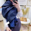 Qualità da grande replica Wool GG jacquard Sciarpa quadrata double face Blu